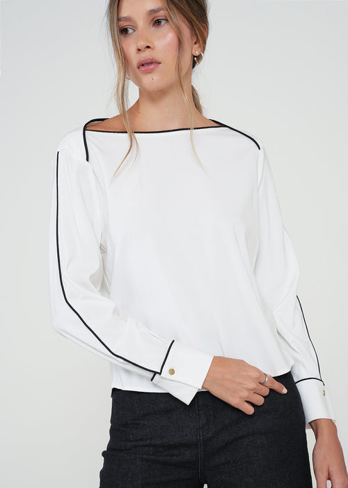 Camisa con líneas en contraste - Crudo 14_412H364_CRU111001_0