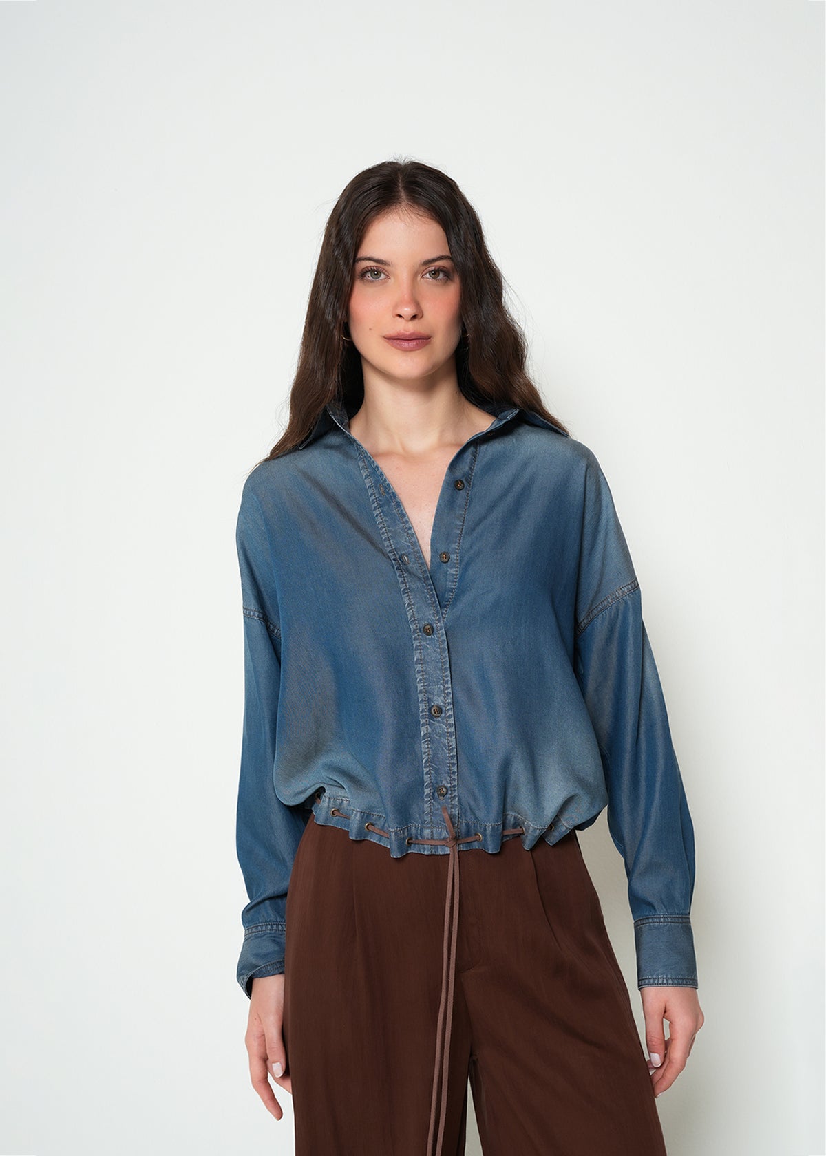 Camisa oversize manga larga cuello clásico efecto denim - Azul 14_413H305_AZU183928_0