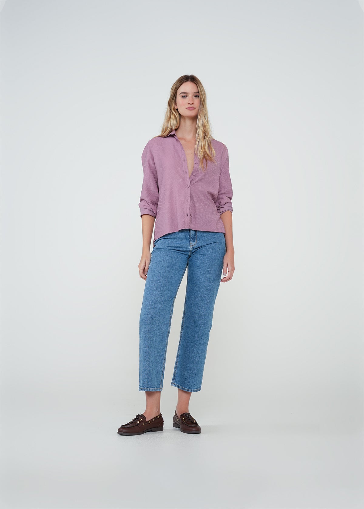 Camisa clásica con textura - Morado 14_415H018_MOR171610_0