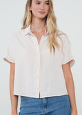 Camisa corta con brillo - Beige 14_415H023_BEI151307_0