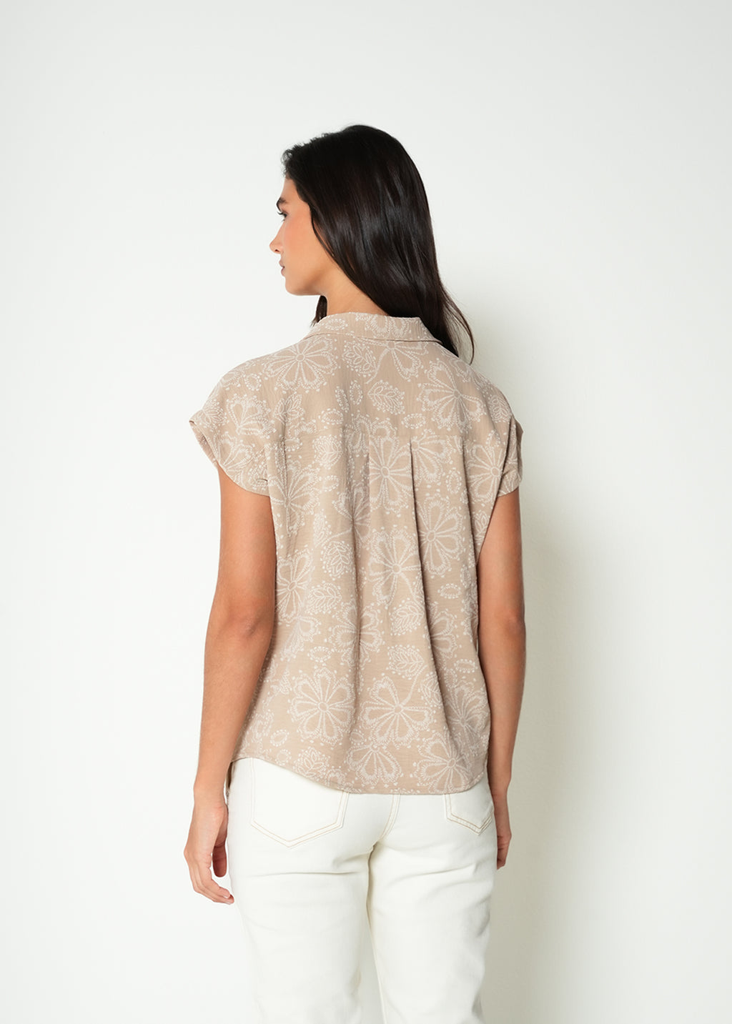 Camisa manga corta con bordado - Cafe 14_415H040_CAF161211_6