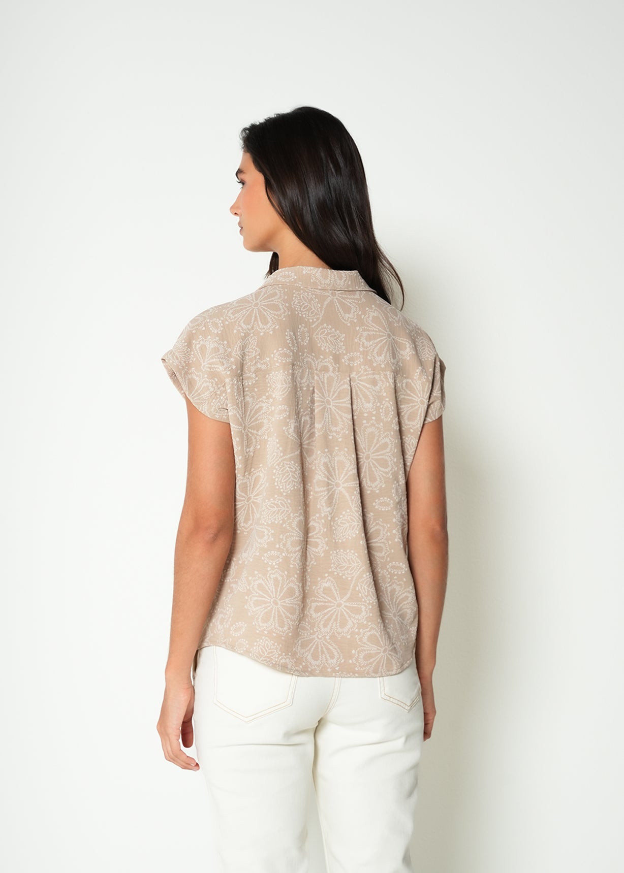 Camisa manga corta con bordado - Cafe 14_415H040_CAF161211_6