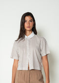 Camisa manga corta a rayas - Cafe 14_415H041_CAF161211_0