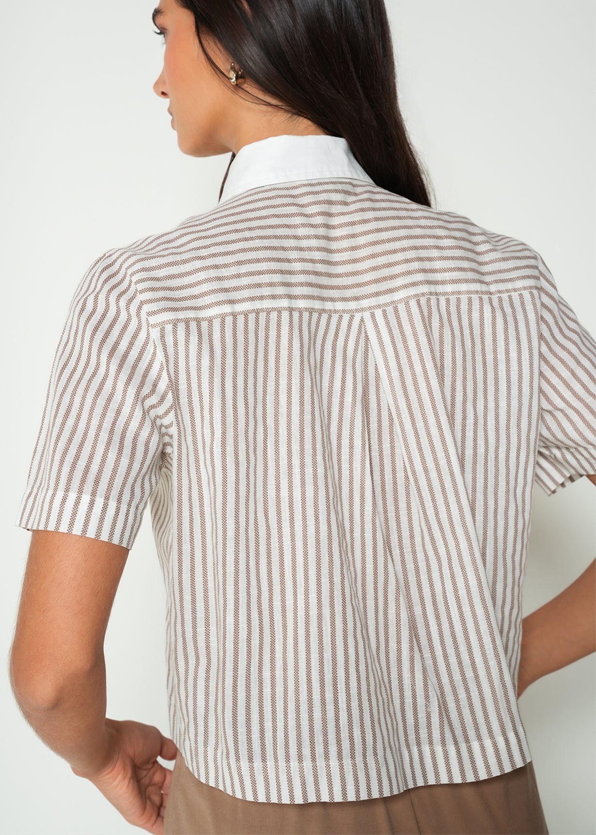 Camisa manga corta a rayas - Cafe 14_415H041_CAF161211_4