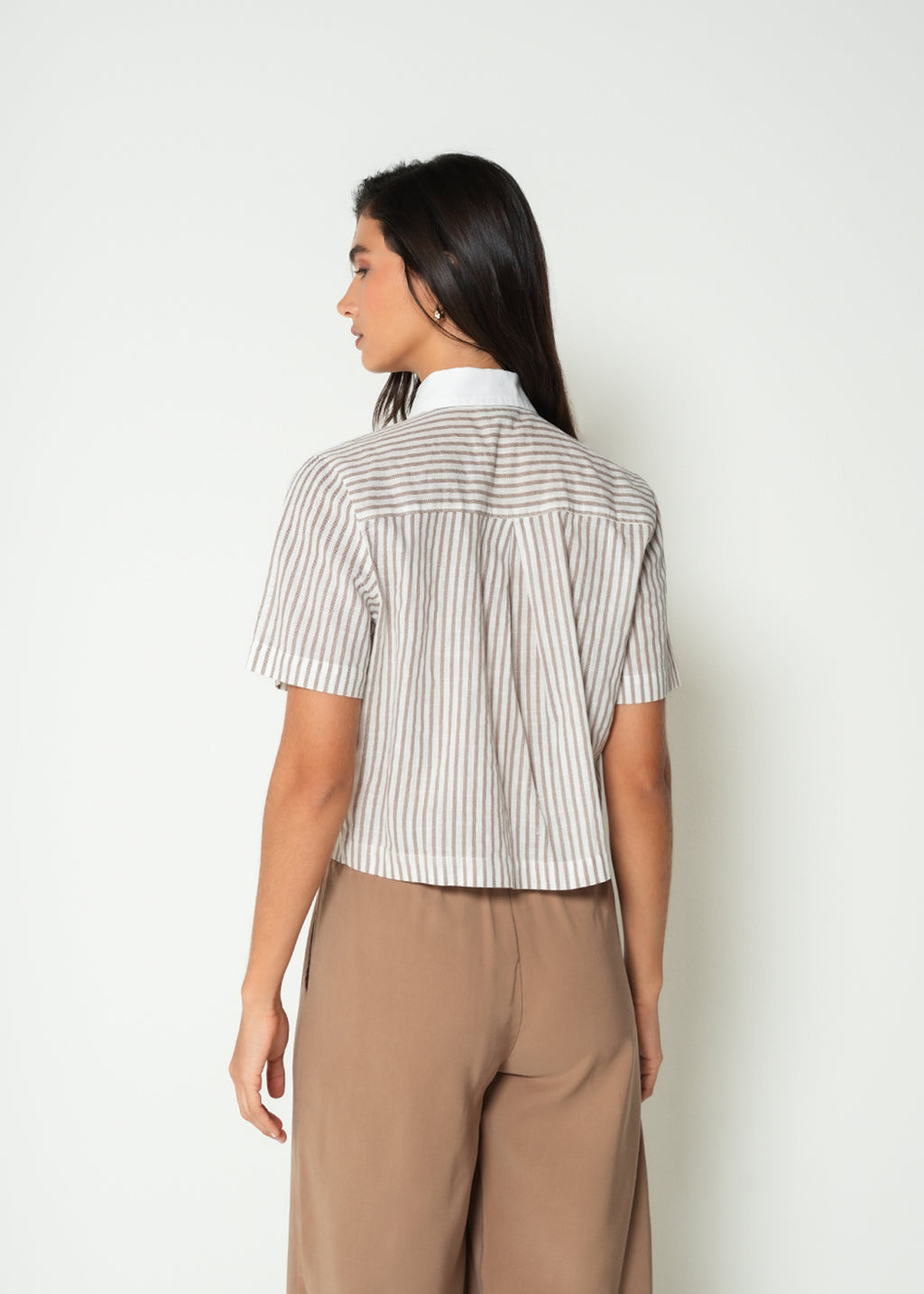 Camisa manga corta a rayas - Cafe 14_415H041_CAF161211_6