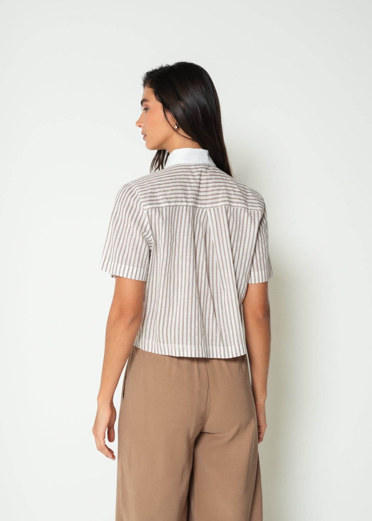 Camisa manga corta a rayas - Cafe 14_415H041_CAF161211_6