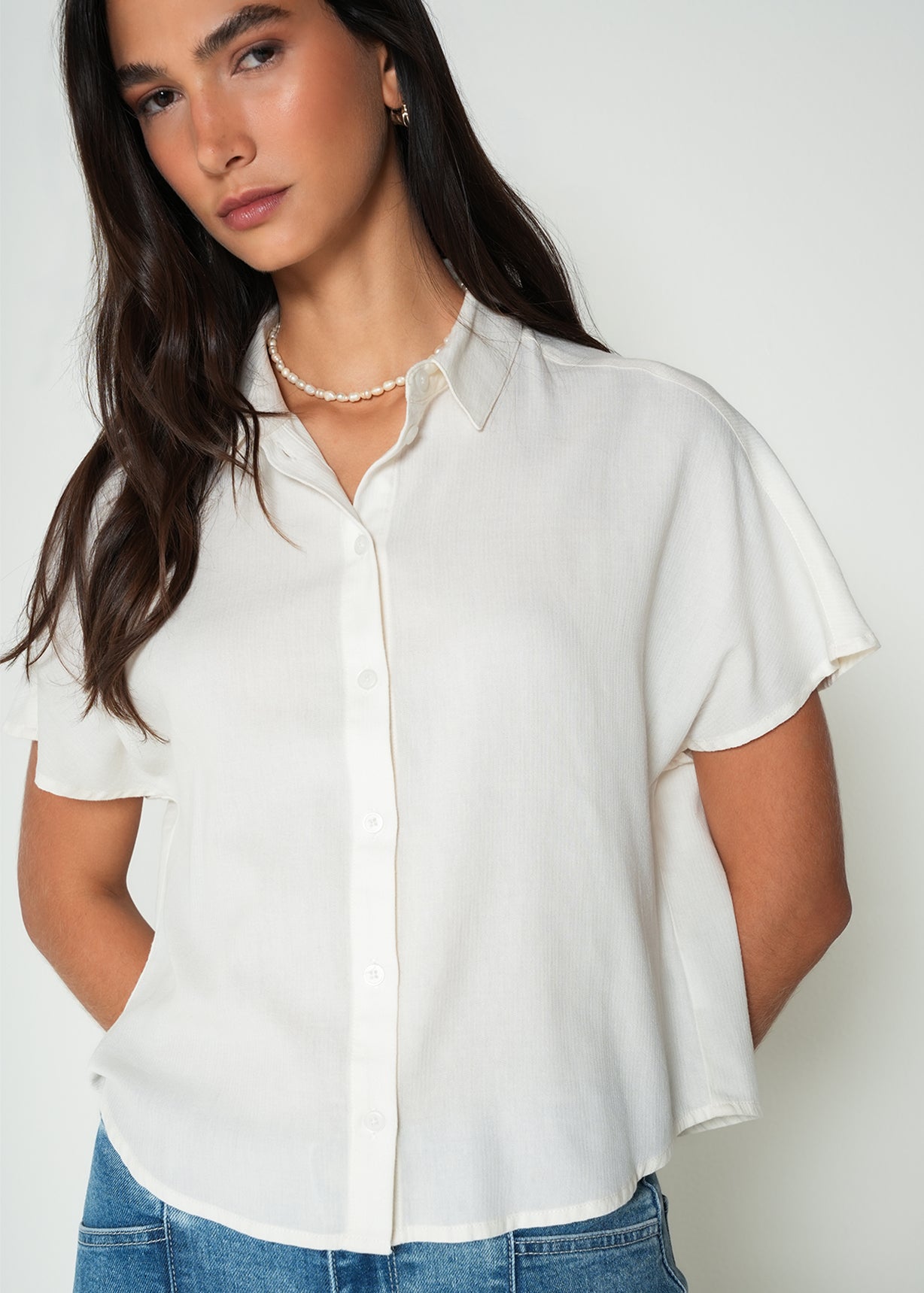 Camisa corta cuello clásico - Crudo 14_415H045_CRU110605_4