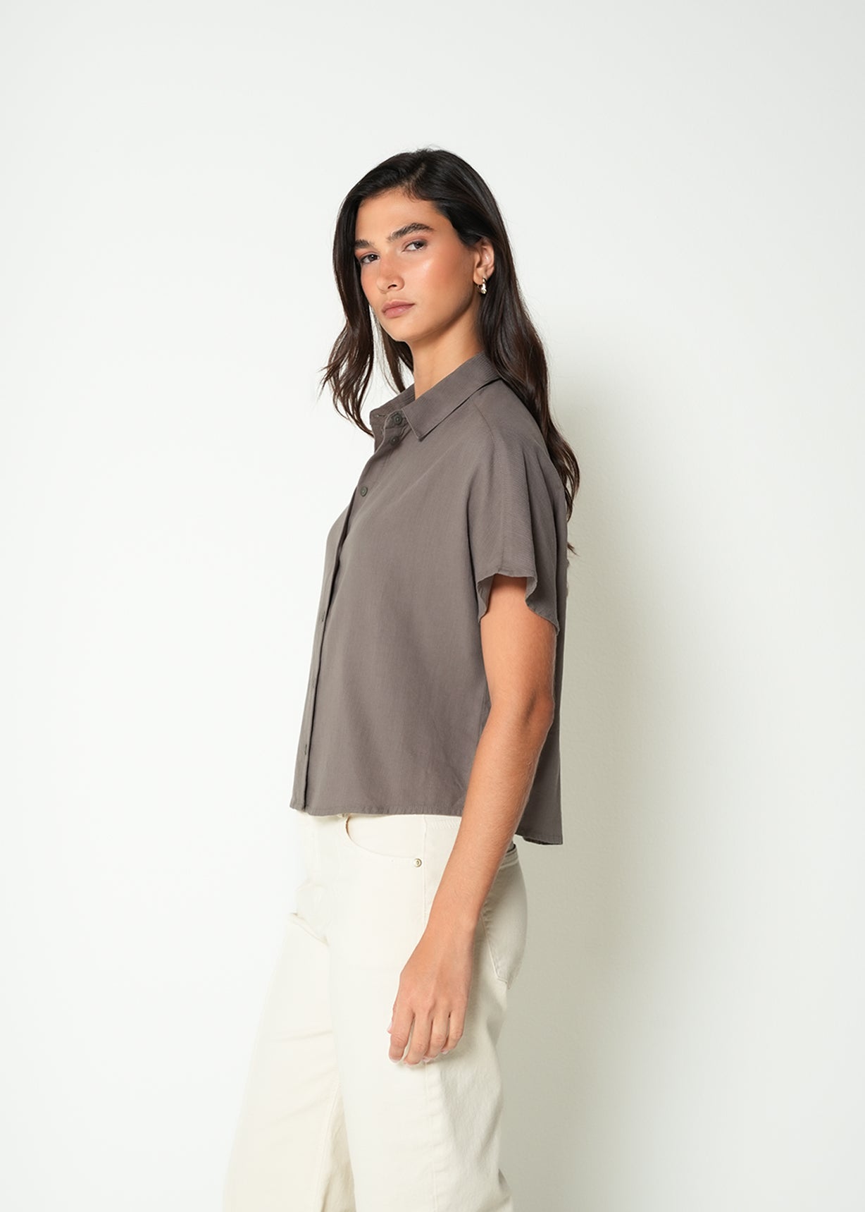 Camisa corta cuello clásico - Gris 14_415H045_GRI170613_3