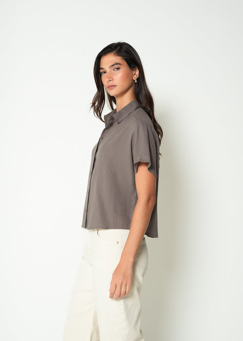 Camisa corta cuello clásico - Gris 14_415H045_GRI170613_3
