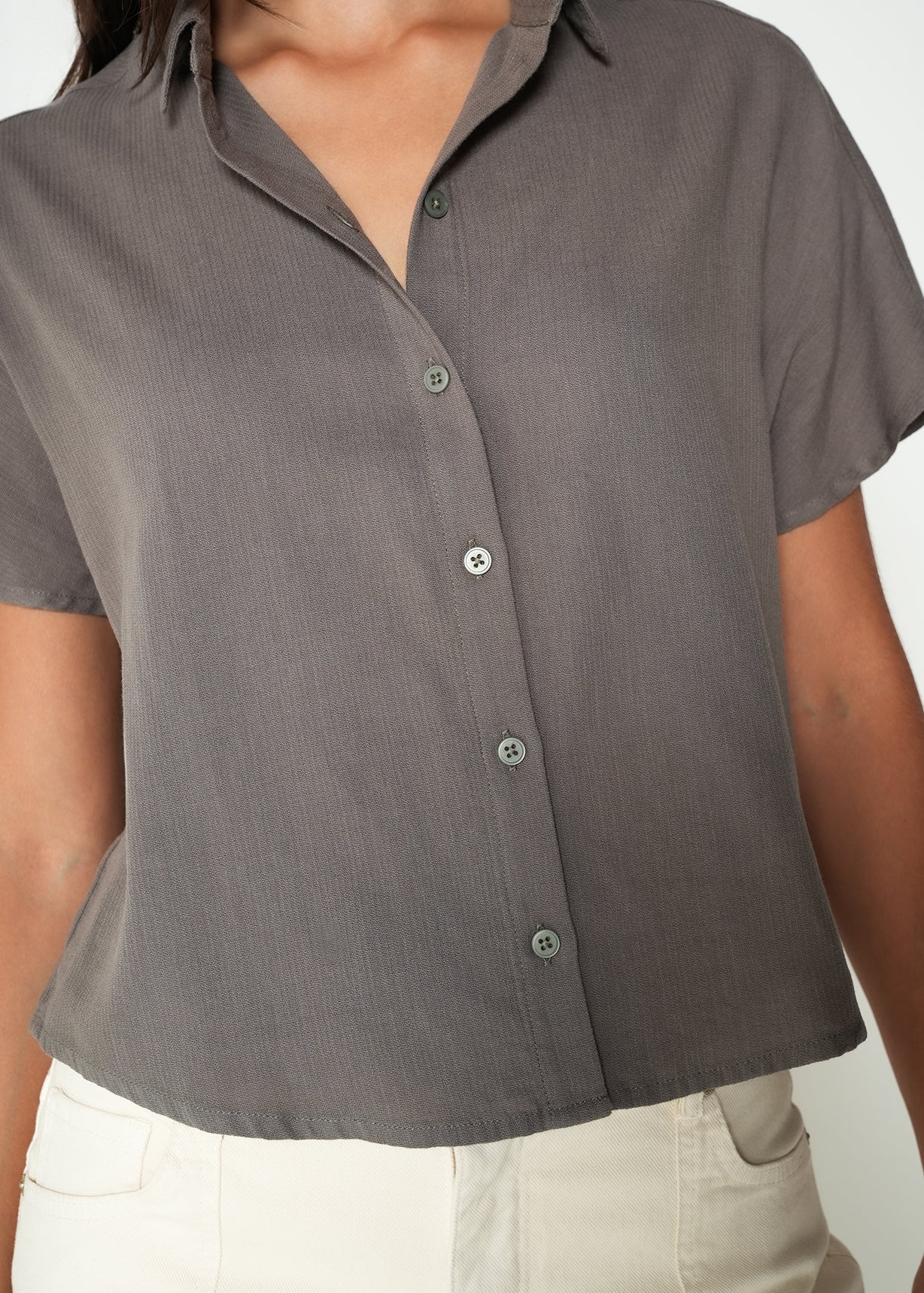 Camisa corta cuello clásico - Gris 14_415H045_GRI170613_4