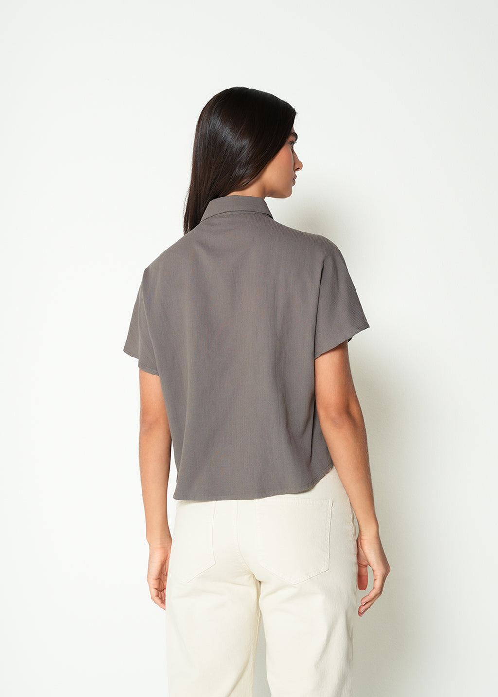 Camisa corta cuello clásico - Gris 14_415H045_GRI170613_6