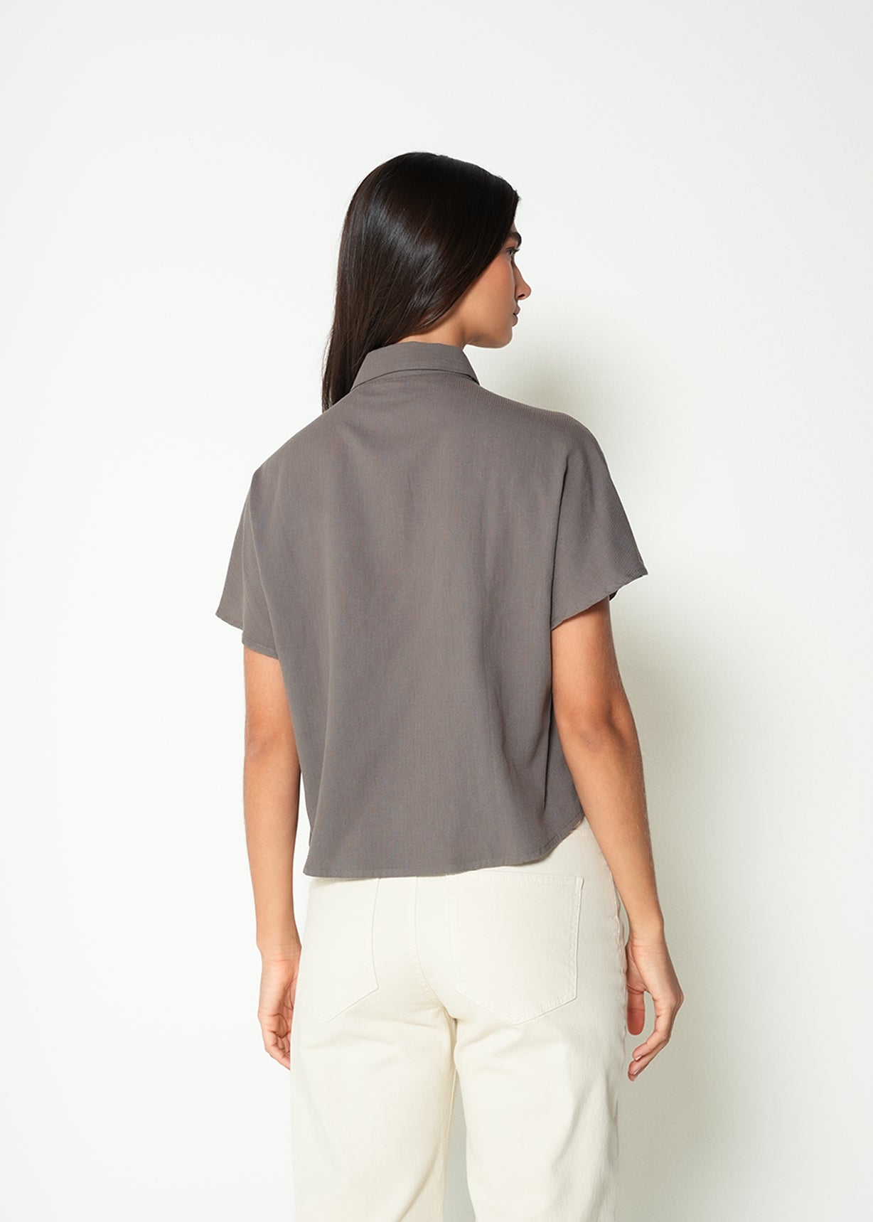 Camisa corta cuello clásico - Gris 14_415H045_GRI170613_6