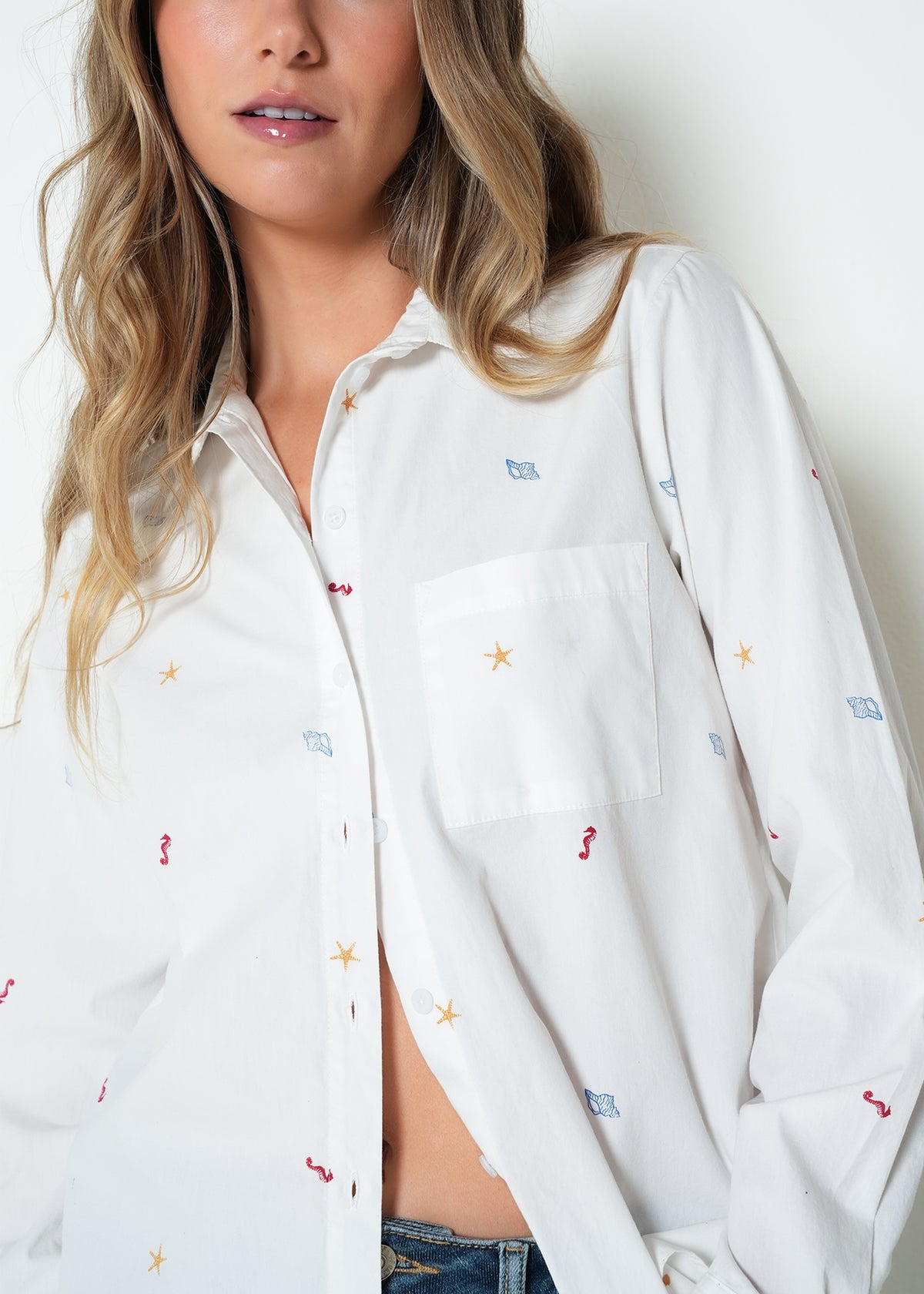 Camisa regular manga larga bordado - Crudo 14_415H059_CRU111001_0