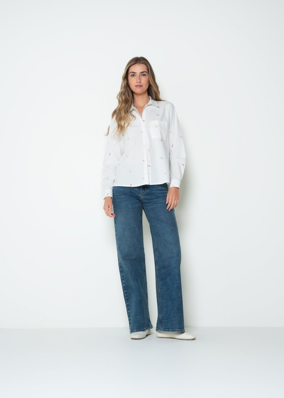 Camisa regular manga larga bordado - Crudo 14_415H059_CRU111001_3
