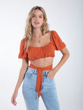 Camisa de manga corta con cortes en bajo - Naranja 14_419D354_A01992_0