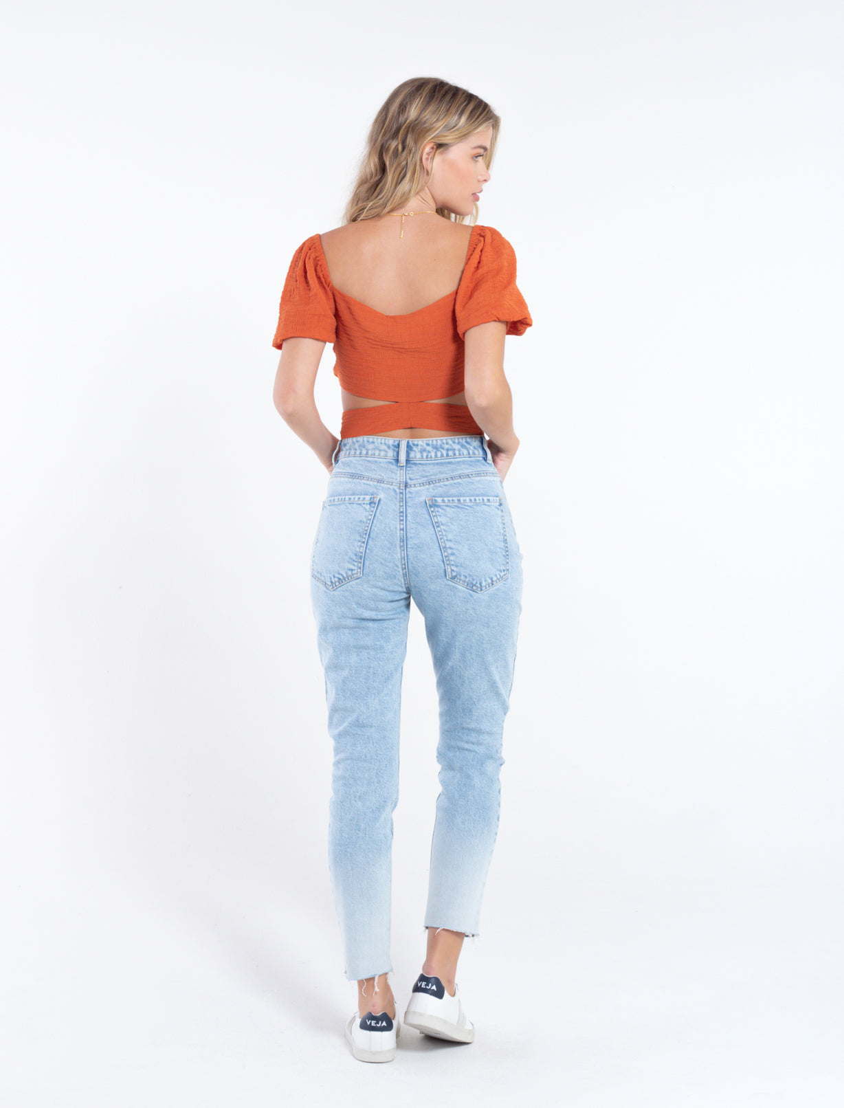 Camisa de manga corta con cortes en bajo - Naranja 14_419D354_A01992_3