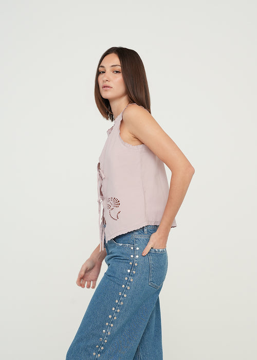 Camisa con escote para anudar - Rosa 14_419G057_ROS152706_3