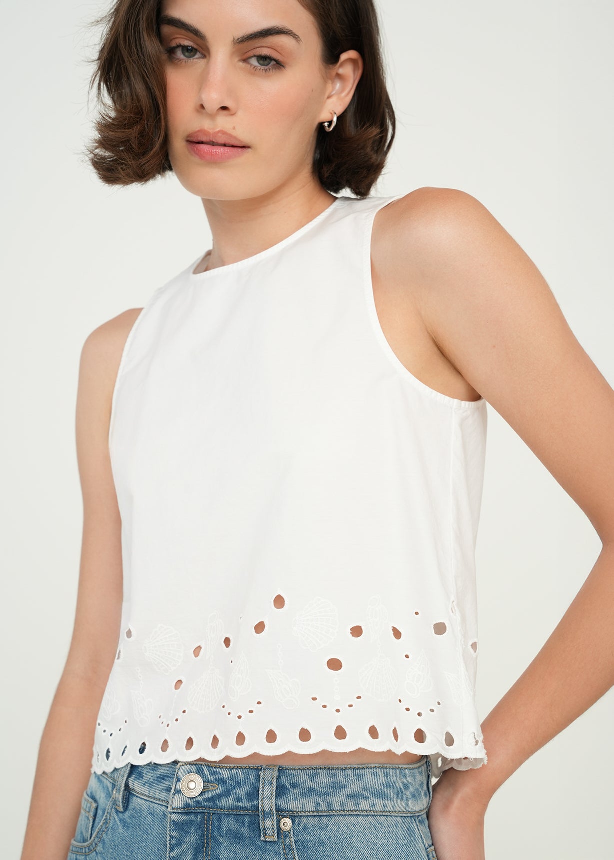 Camisa manga sisa con detalles bordados - Crudo 14_419G365_CRU111001_0