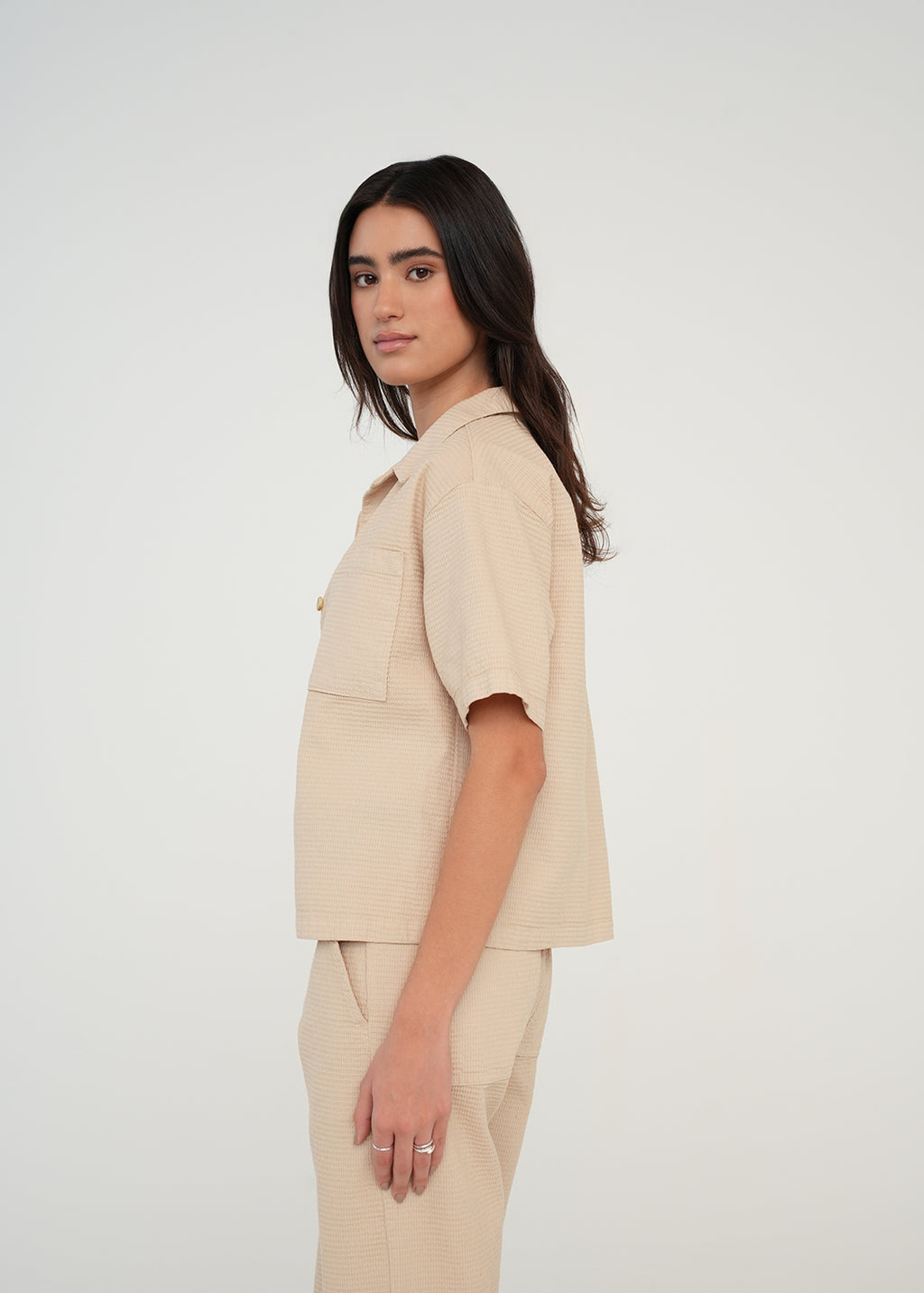 Camisa clásica con bolsillo - Beige 14_419G366_BEI151307_5