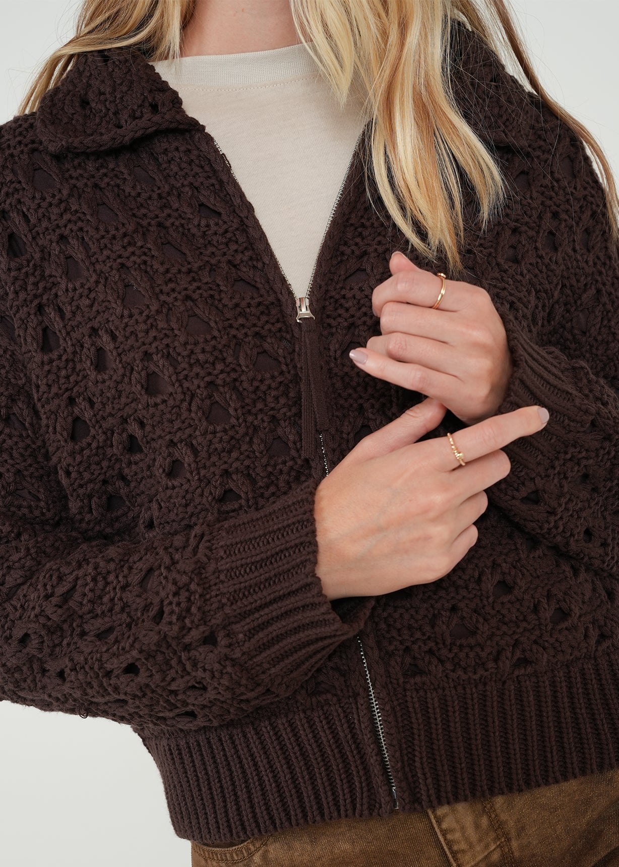 Chaqueta con tejido desagujado - Café 14_422H037_CAF191016_4