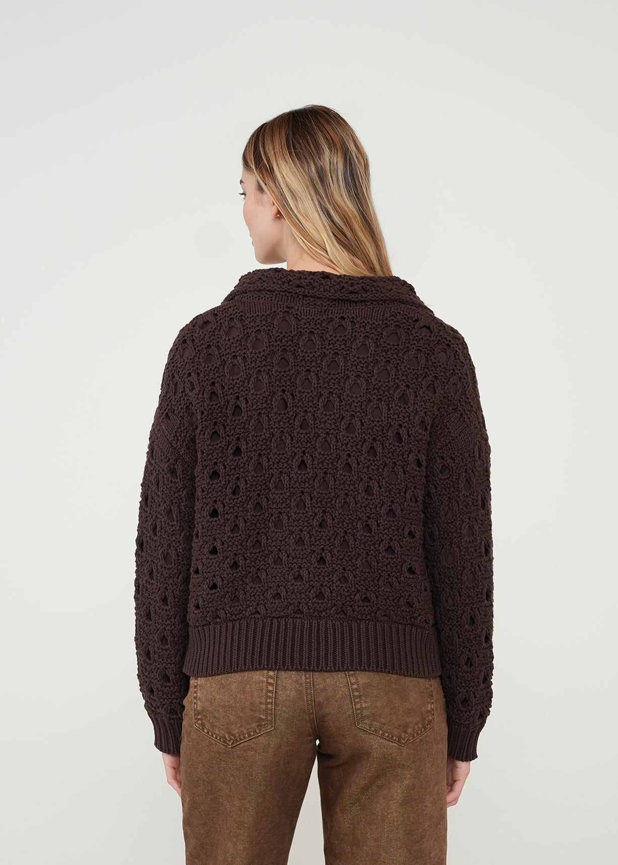 Chaqueta con tejido desagujado - Café 14_422H037_CAF191016_7