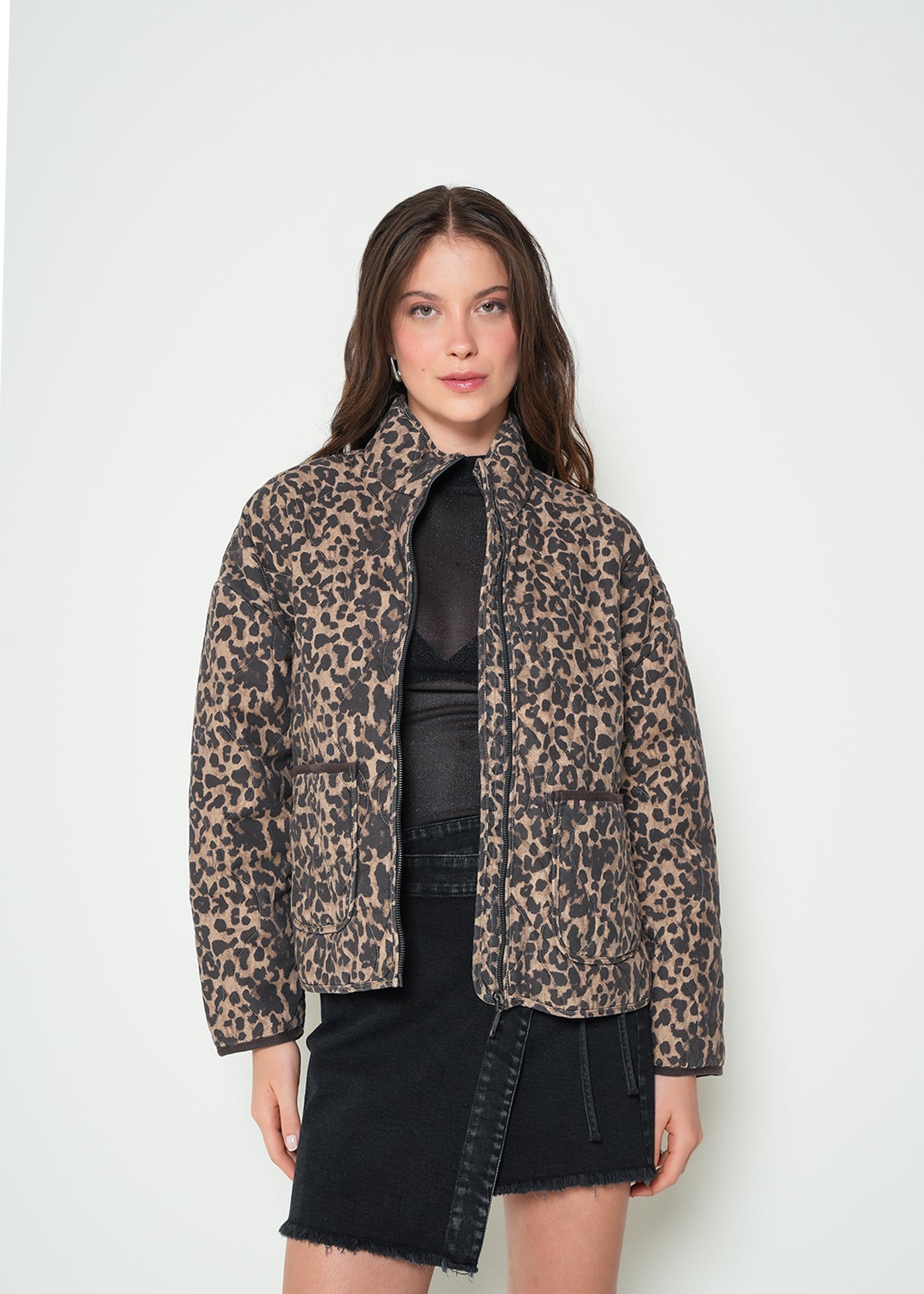 Chaqueta acolchada animal print - Café 14_422H085_CAF191218_0