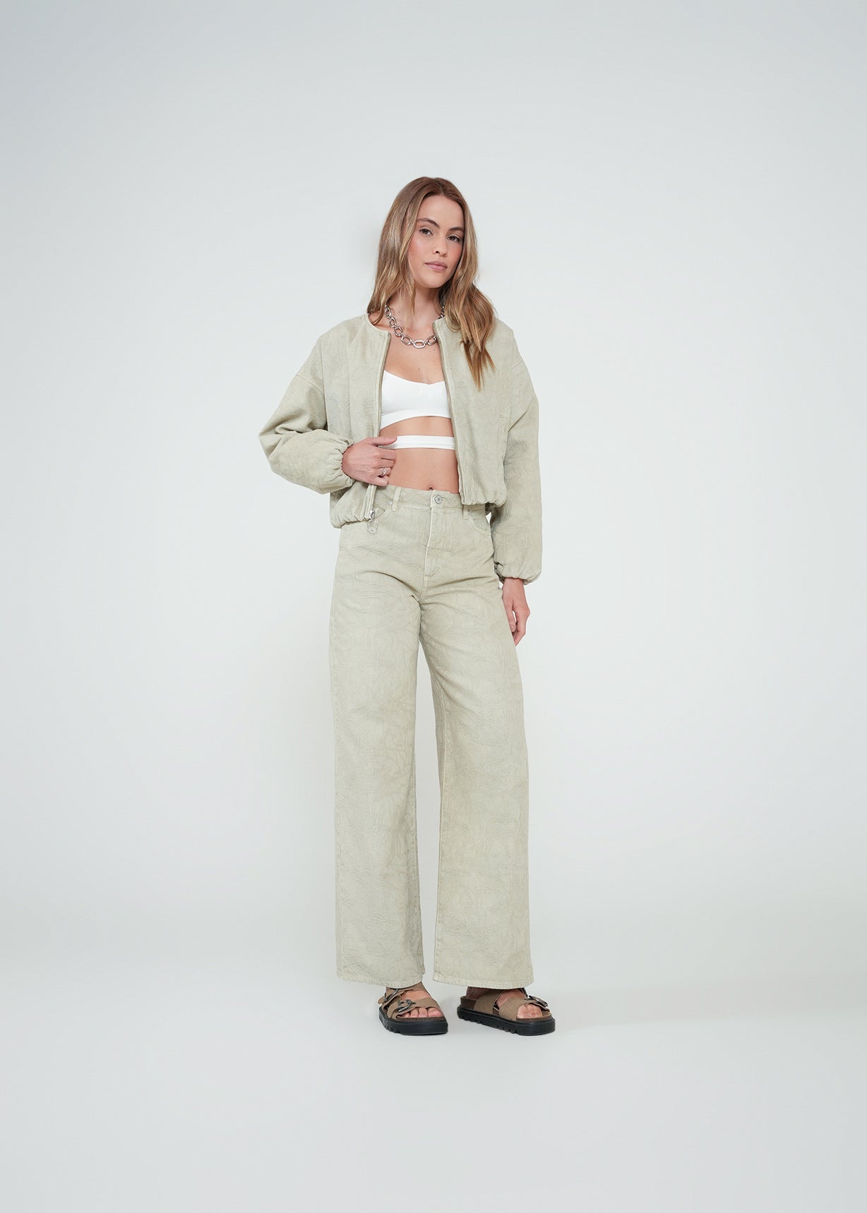 Chaqueta bordada con cierre - Beige 14_422H305_BEI156307_5