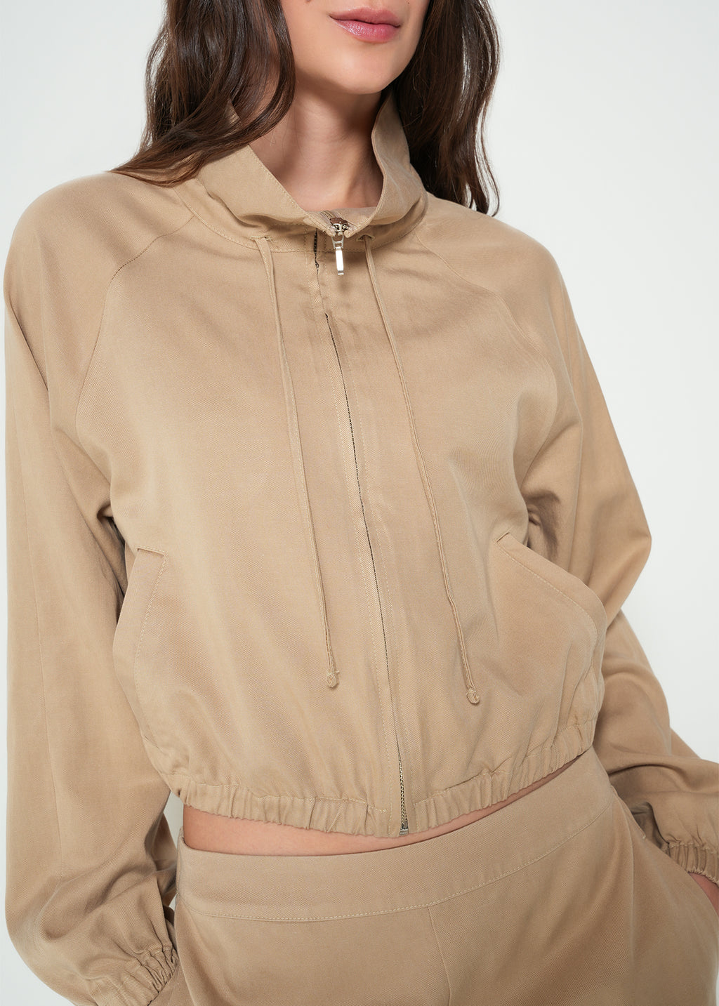 Chaqueta rompe vientos cuello alto - Beige 14_422H382_BEI161010_4