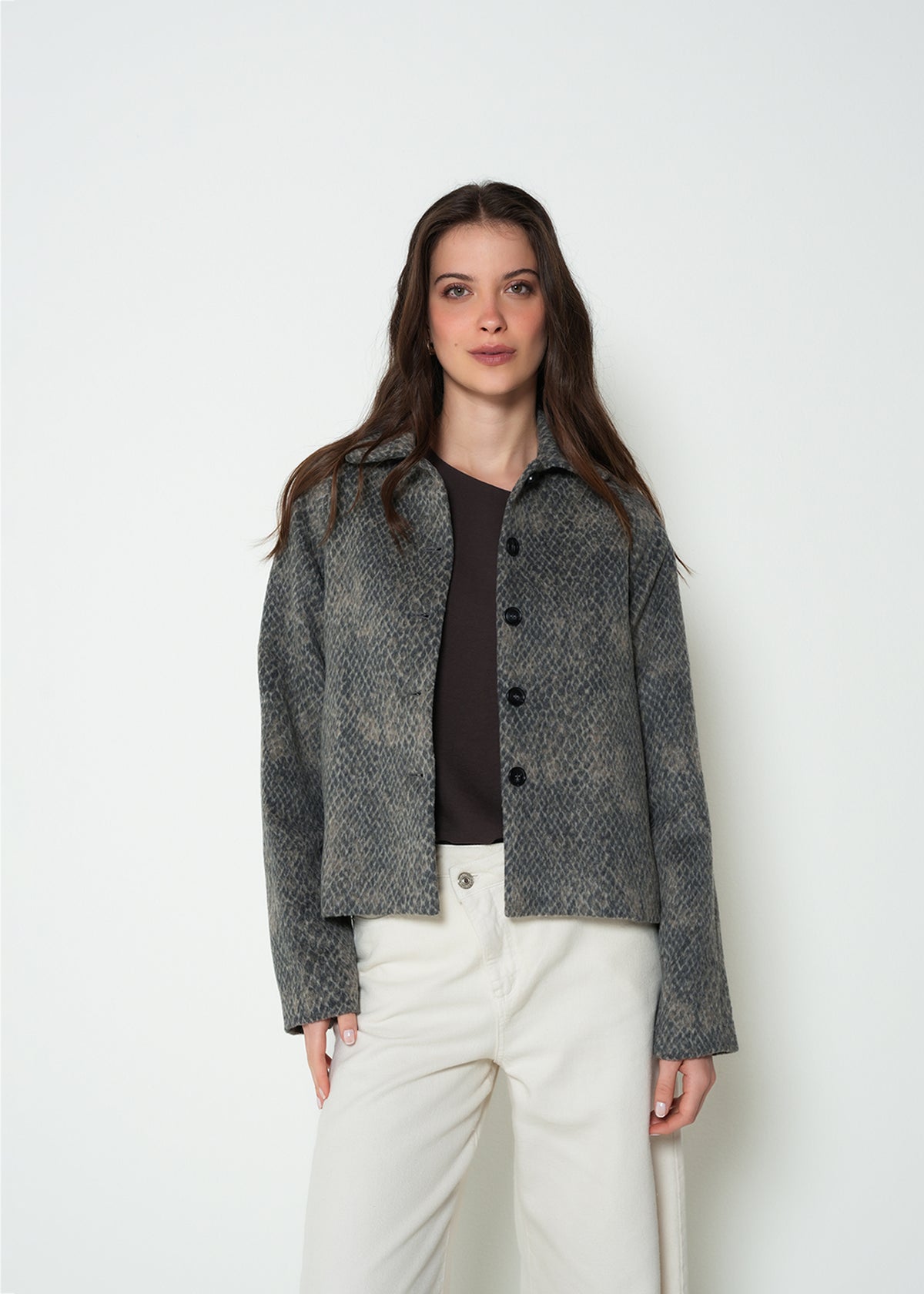 Chaqueta regular manga larga estampada - Verde 14_423H004_VER190820_0
