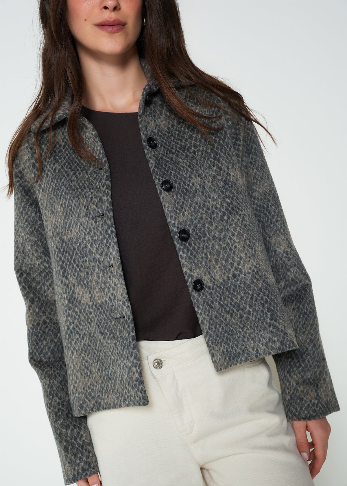 Chaqueta regular manga larga estampada - Verde 14_423H004_VER190820_4
