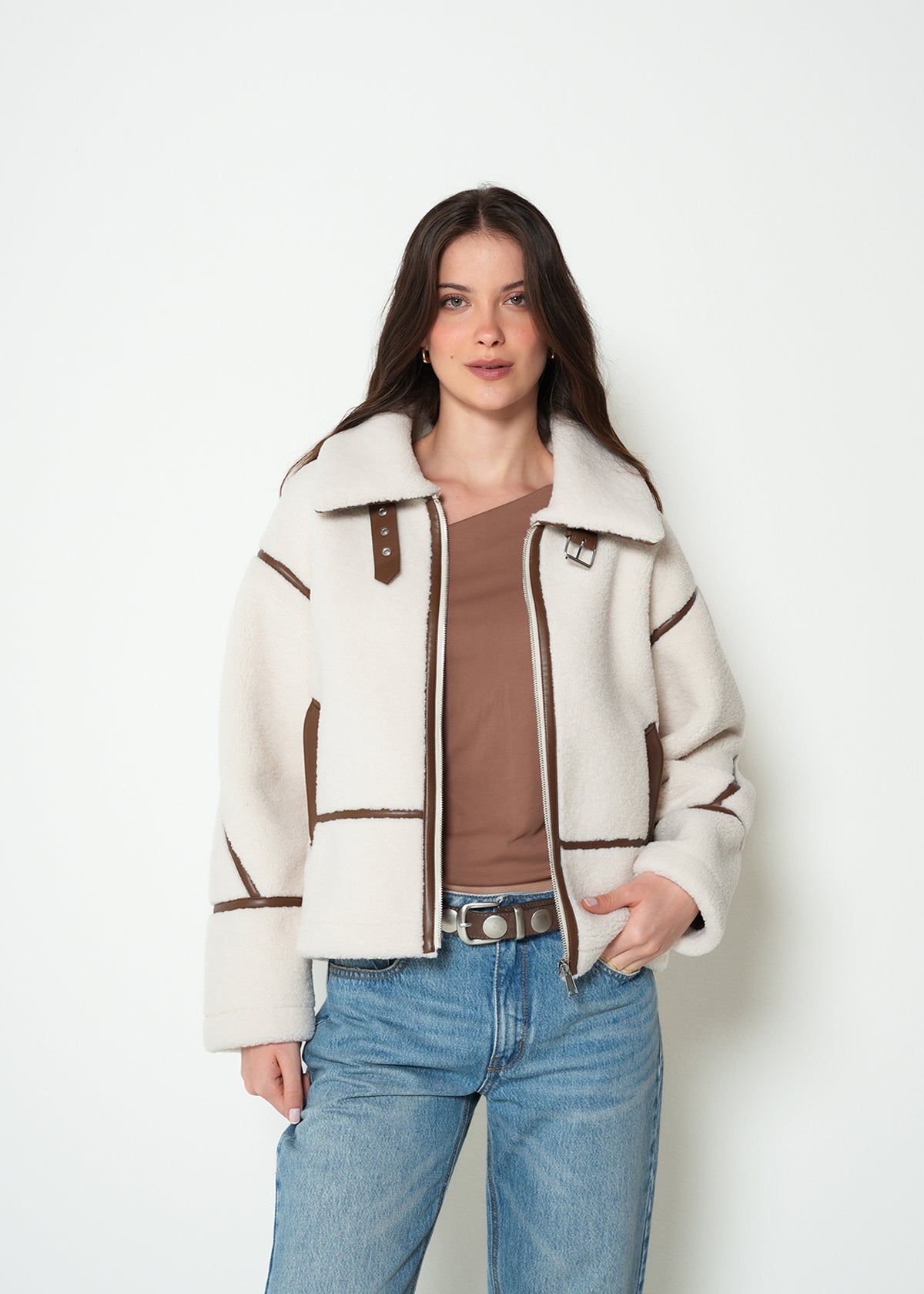 Chaqueta manga larga cuello alto - Crudo 14_423H085_CRU130905_0