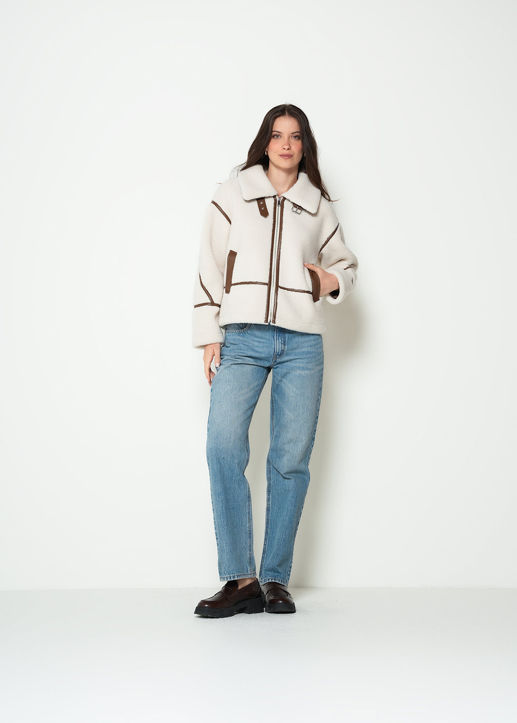 Chaqueta manga larga cuello alto - Crudo 14_423H085_CRU130905_3