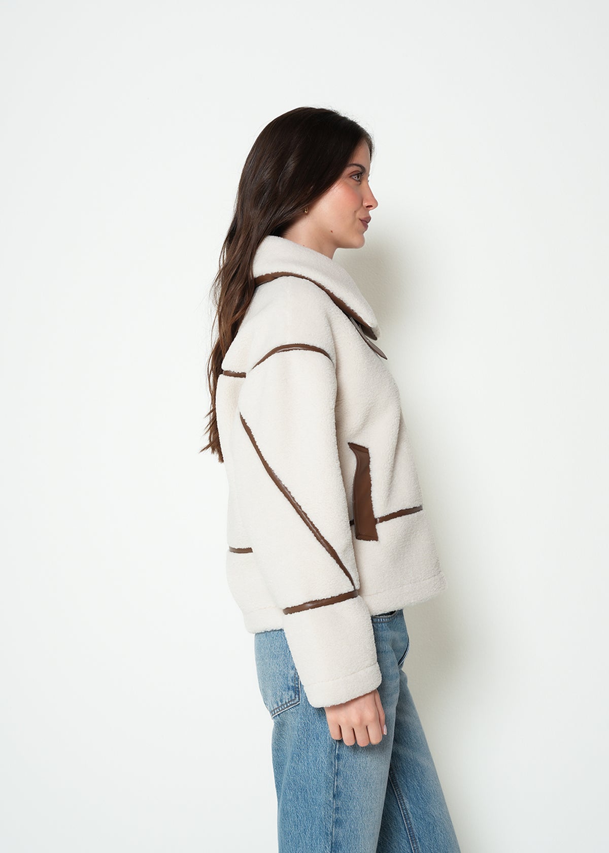 Chaqueta manga larga cuello alto - Crudo 14_423H085_CRU130905_5