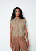 Chaqueta chaleco sisa cuello clásico - Beige 14_423H301_BEI161010_0