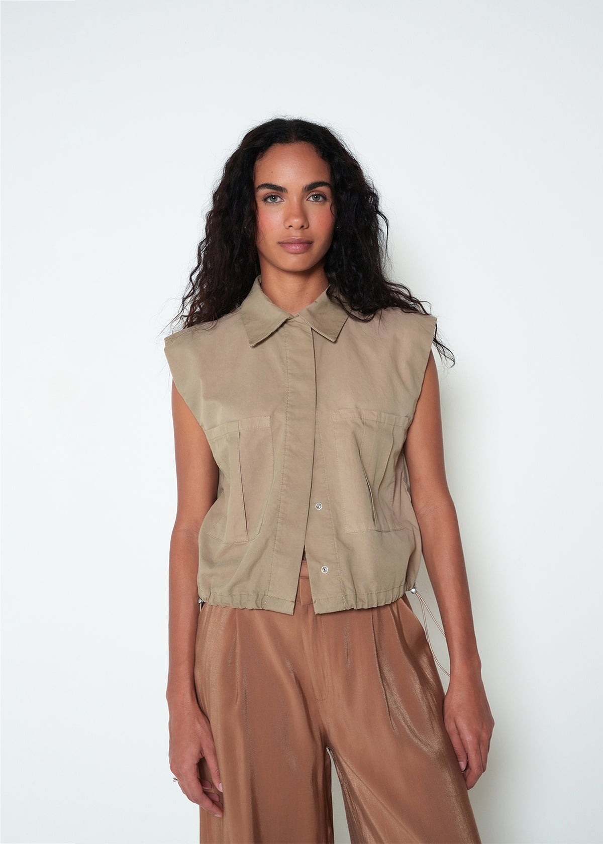Chaqueta chaleco sisa cuello clásico - Beige 14_423H301_BEI161010_0