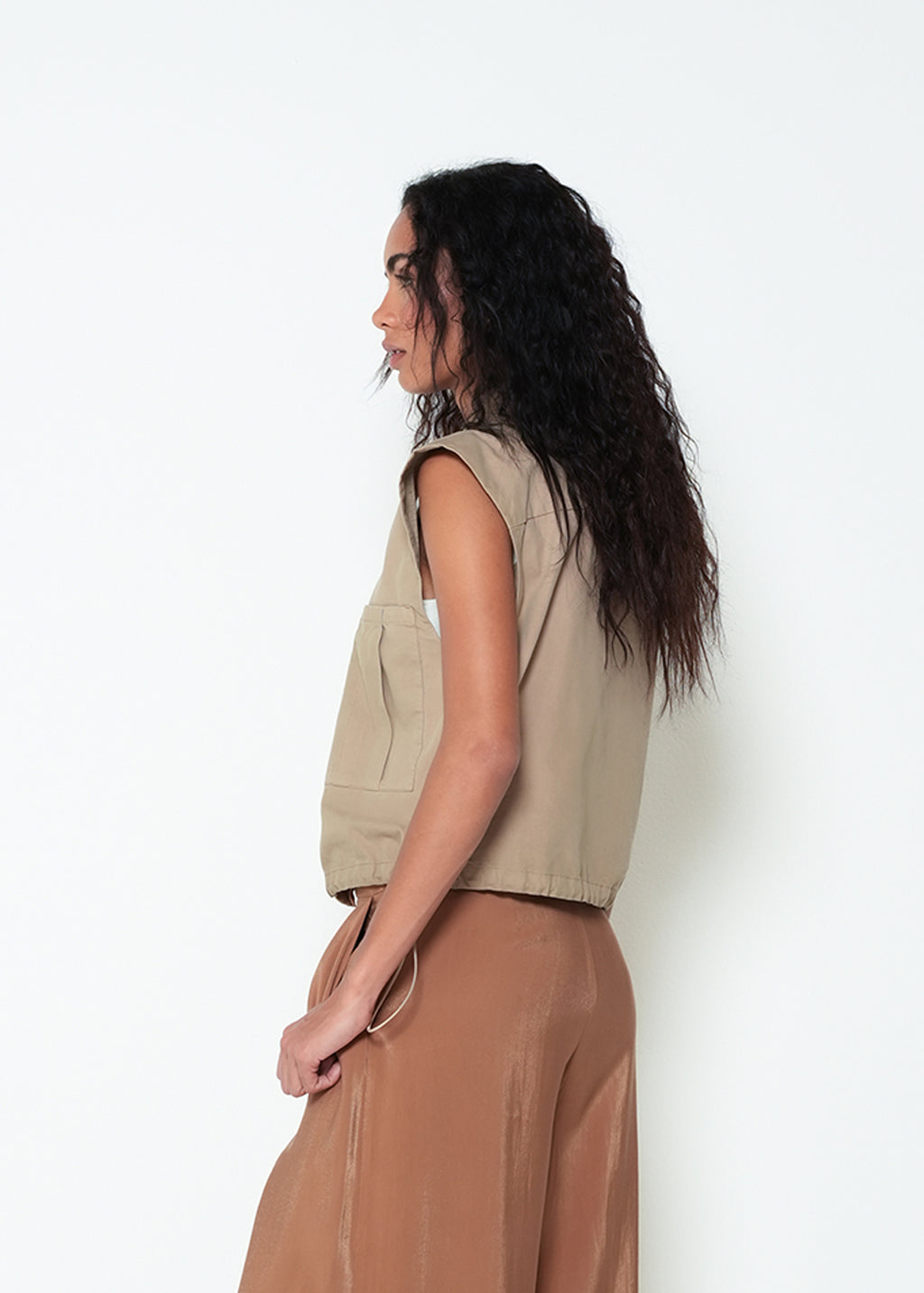 Chaqueta chaleco sisa cuello clásico - Beige 14_423H301_BEI161010_6