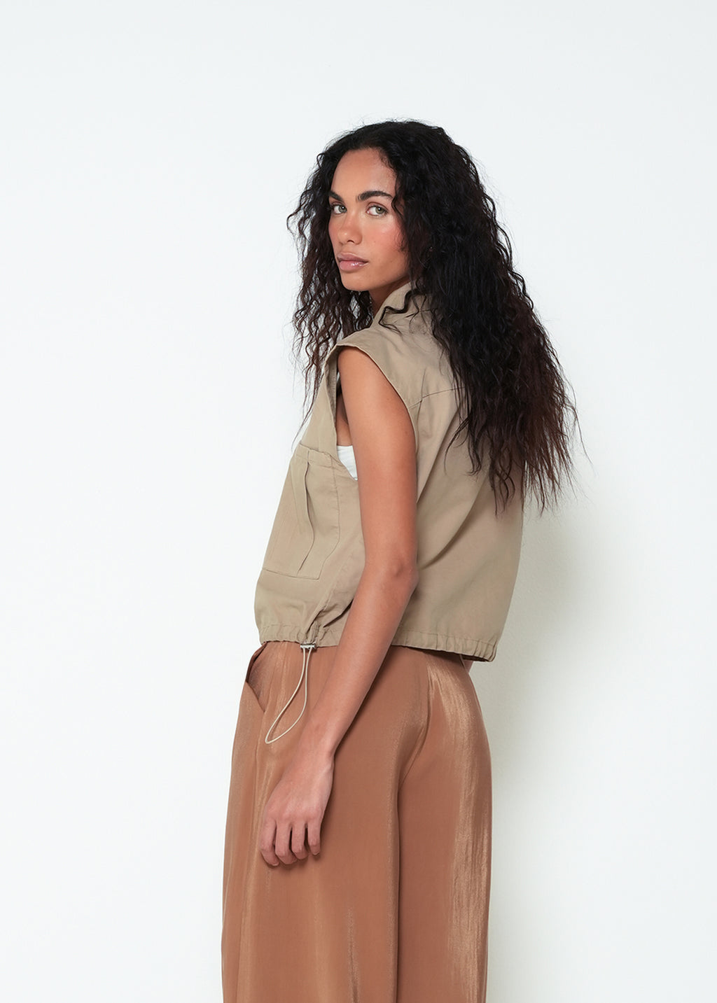 Chaqueta chaleco sisa cuello clásico - Beige 14_423H301_BEI161010_7
