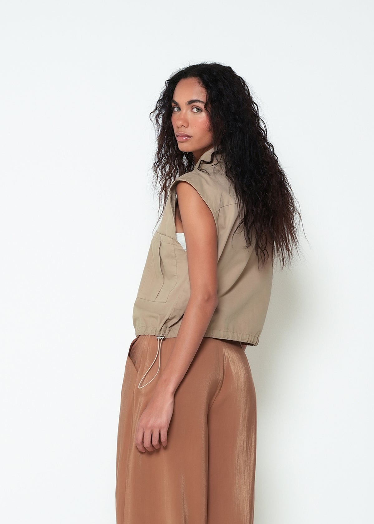 Chaqueta chaleco sisa cuello clásico - Beige 14_423H301_BEI161010_7
