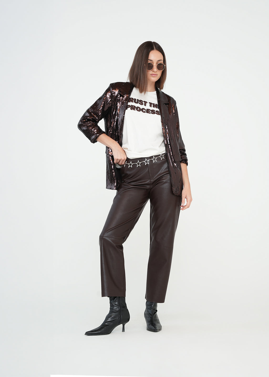 Chaqueta larga en lentejuelas - Café 14_429G007_CAF191111_3