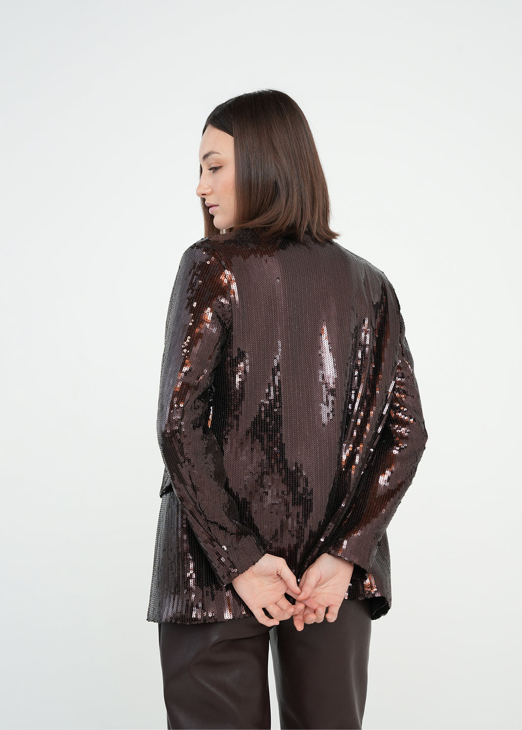 Chaqueta larga en lentejuelas - Café 14_429G007_CAF191111_7