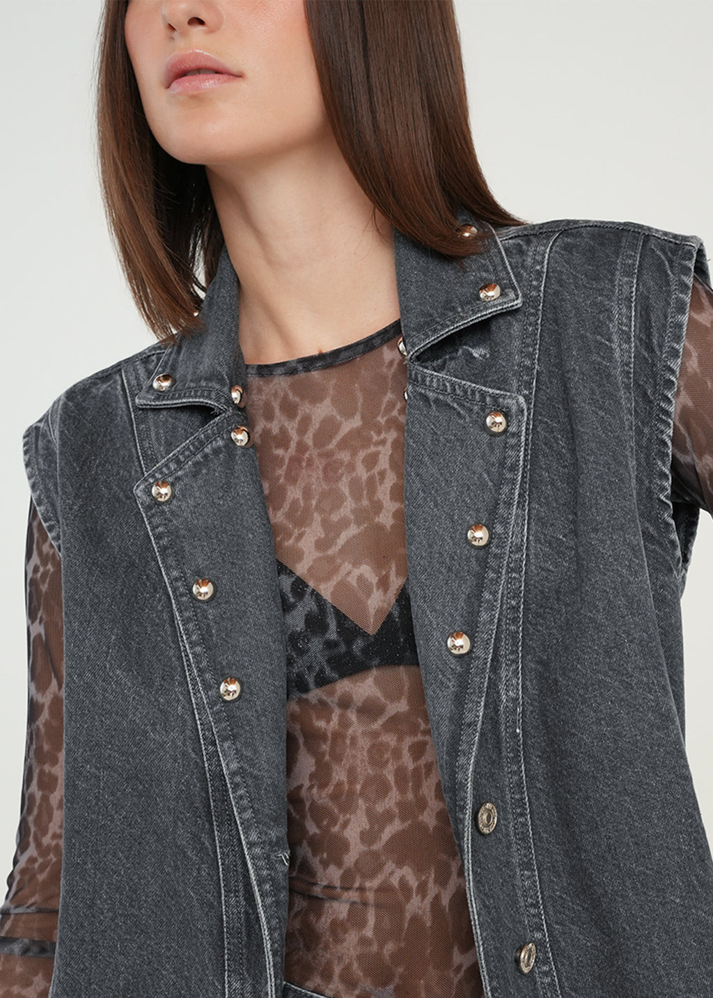Chaleco largo con taches - Gris 14_429G302_GRI175104_4