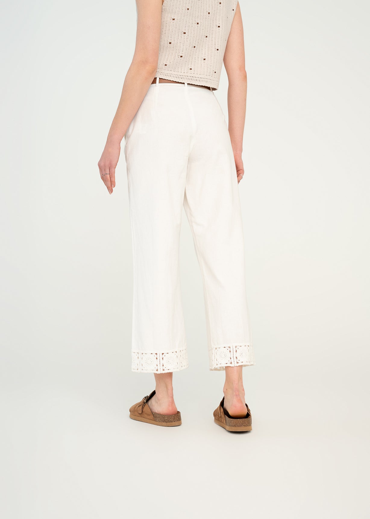 Pantalón Wide Leg Long tiro alto con detalles desagujados en ruedo - Crudo 14_431H009_CRU111001_7