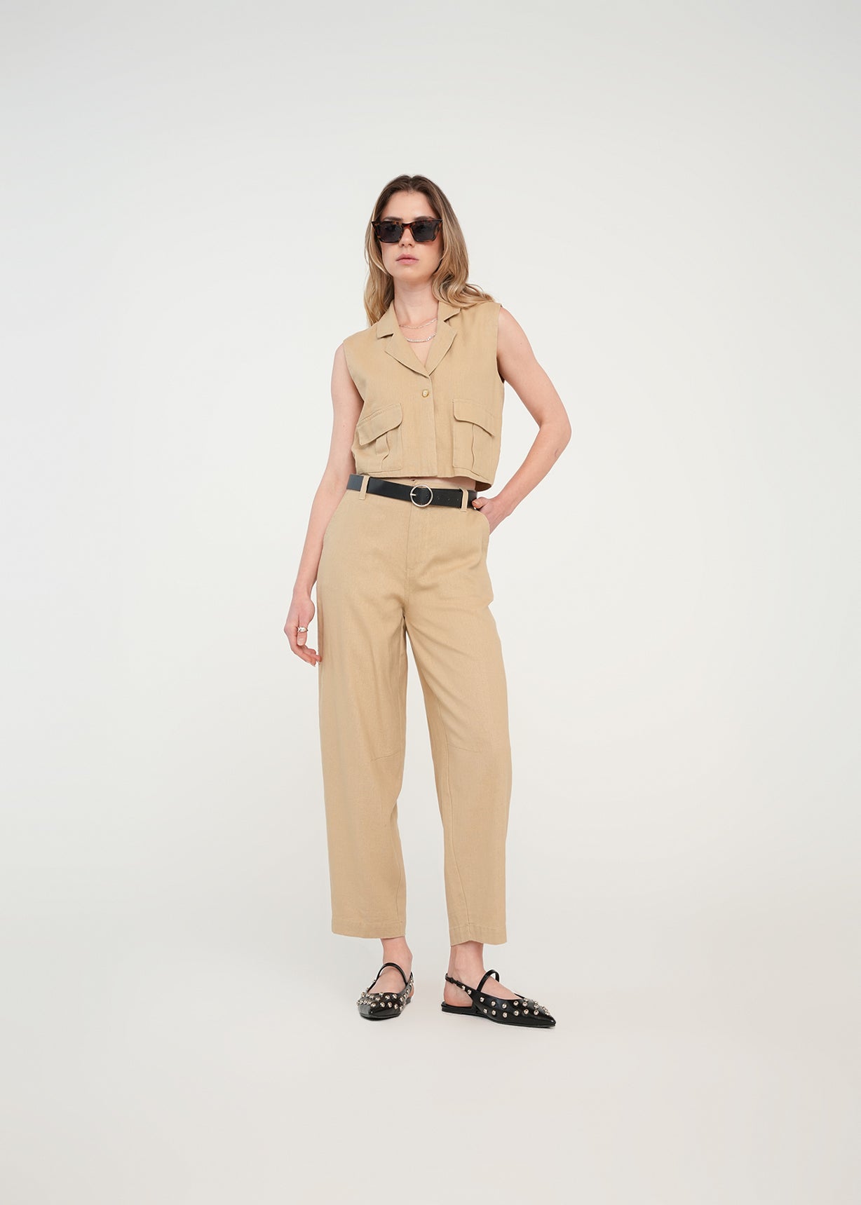 Pantalón Barrel con bolsillos - Beige 14_431H333_BEI151114_0