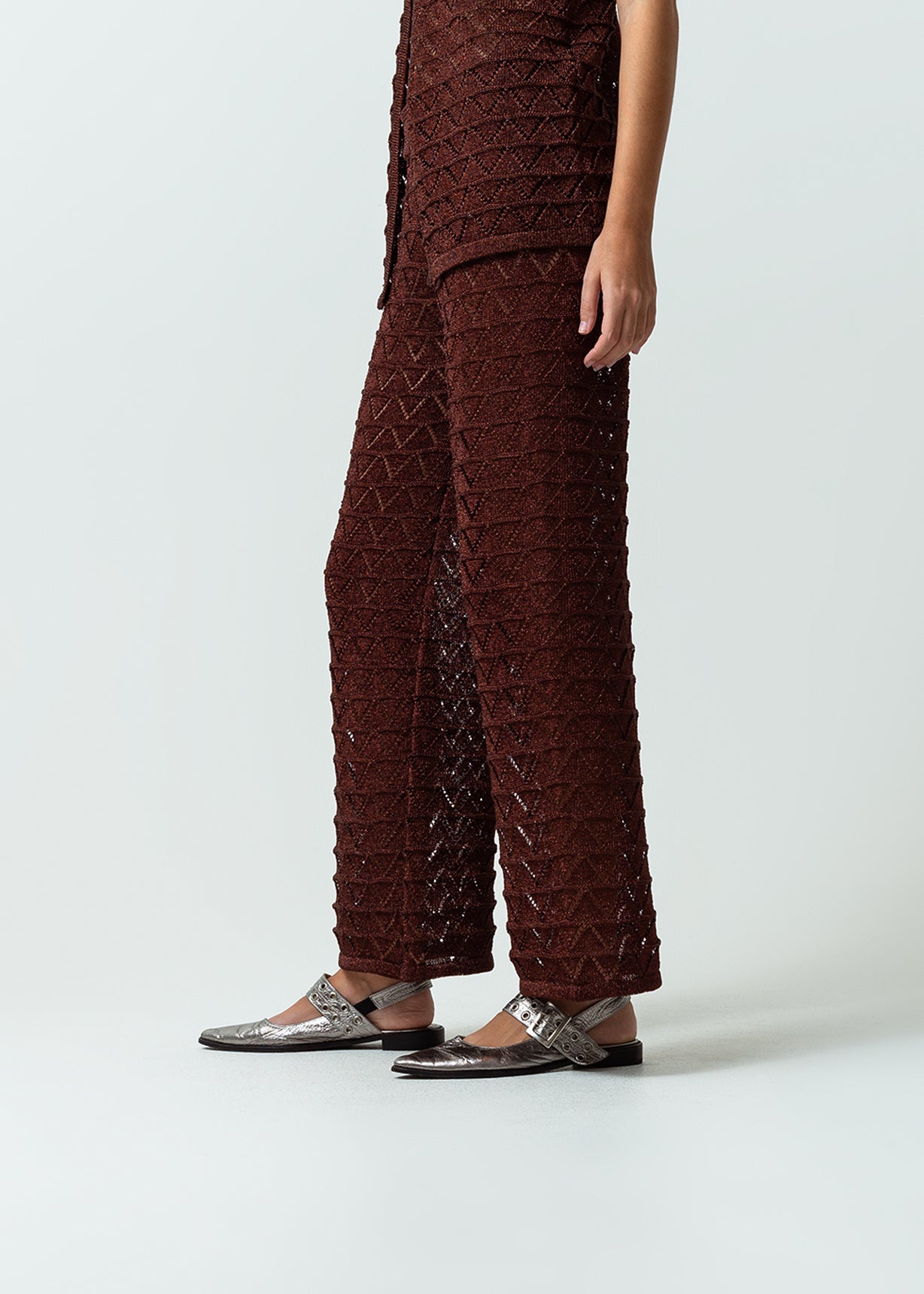 Pantalón tejido Palazzo tiro medio con efecto brillo - Morado 14_432G006_MOR192118_3