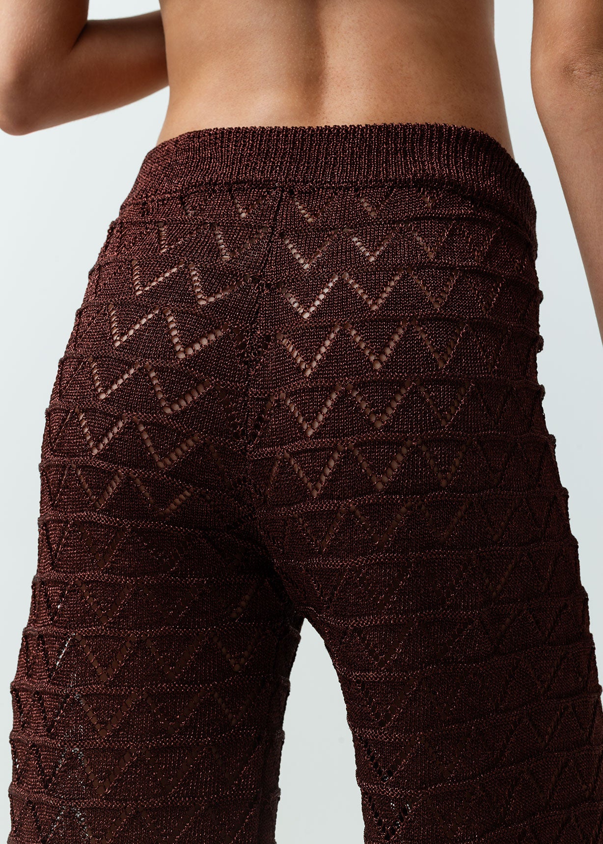 Pantalón tejido Palazzo tiro medio con efecto brillo - Morado 14_432G006_MOR192118_4