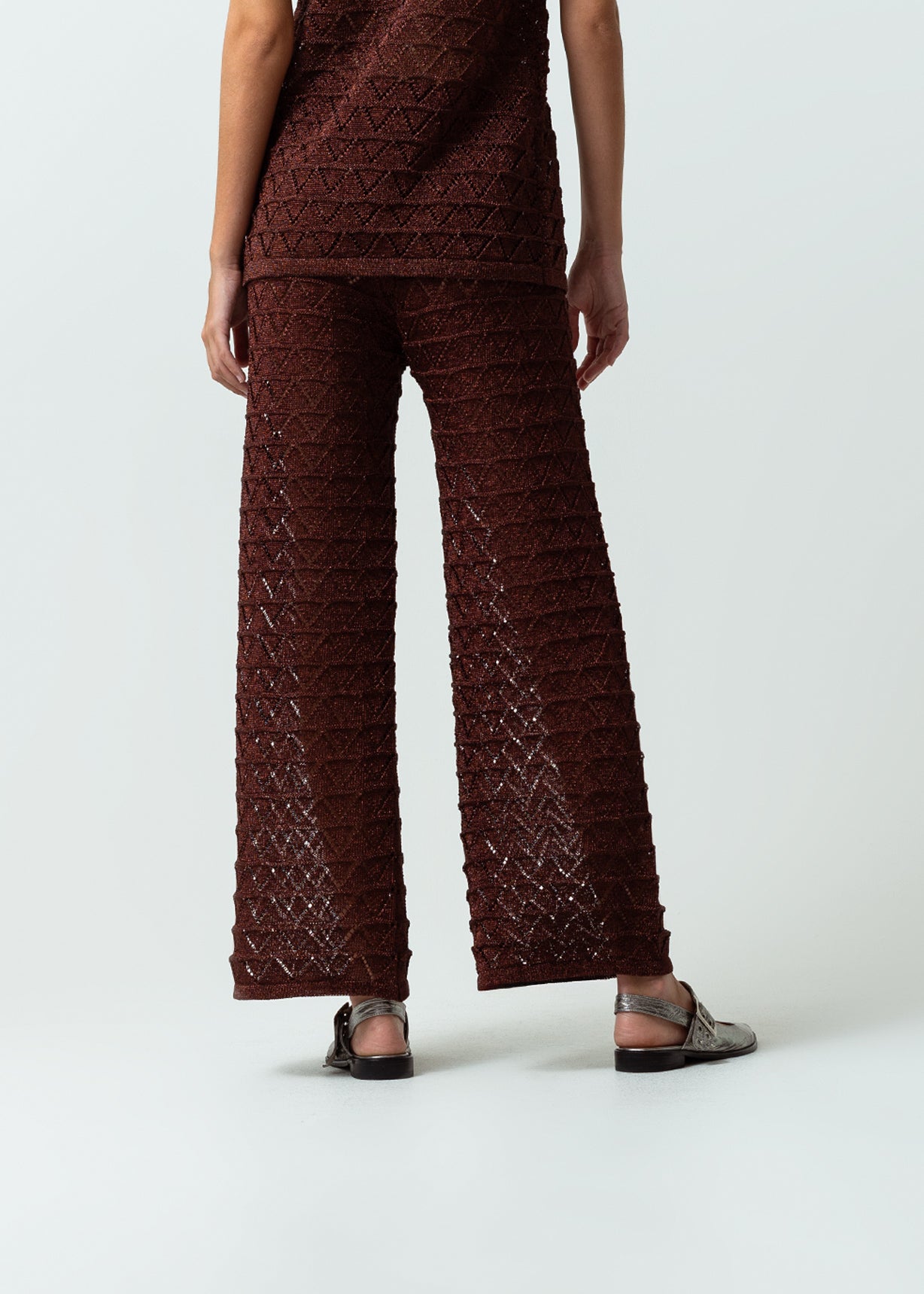Pantalón tejido Palazzo tiro medio con efecto brillo - Morado 14_432G006_MOR192118_6
