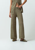 Pantalón tejido Palazzo tiro medio con efecto brillo - Verde 14_432G006_VER190515_0