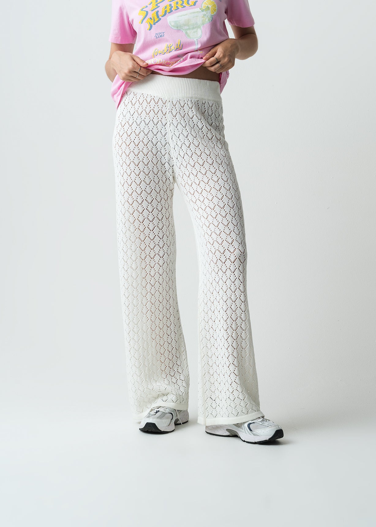 Pantalón Wide Leg Long tiro alto tejido - Crudo 14_432G084_CRU110605_0