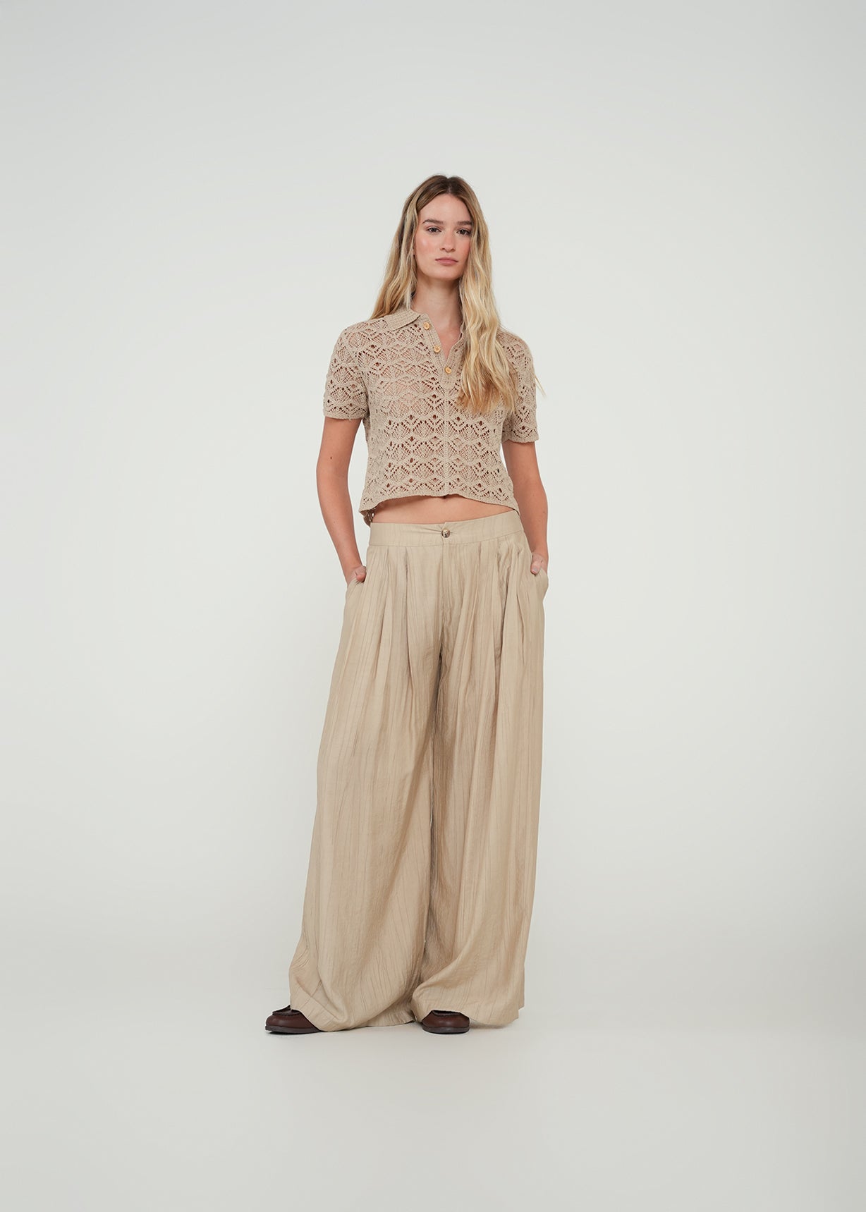 Pantalón Wide Leg fluido - Beige 14_432H338_BEI151307_3