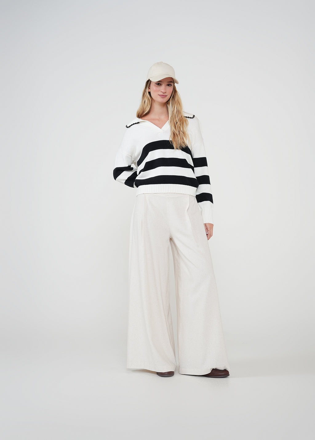 Pantalón Palazzo con botones - Beige 14_432H345_BEI130607_0